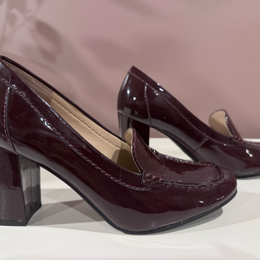Karl Lagerfeld Burgundy Patent Leather Heels